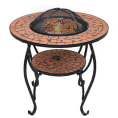 Vidaxl Mozaikový prenosný stôl s ohniskom terakotový 68 cm keramický