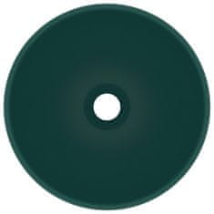 Vidaxl Luxusné umývadlo, okrúhle, matné tmavozelené 32,5x14cm,keramika
