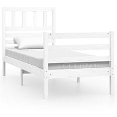 Vidaxl Rám postele, biely, masívne drevo, 75x190 cm, 2FT6, jednolôžkový