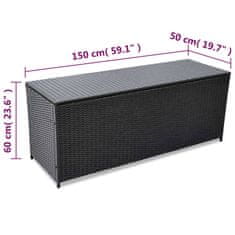 Vidaxl Záhradný úložný box, čierny 150x50x60 cm, polyratan