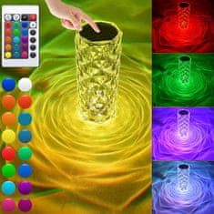 Alum online Krištáľová RGB LED stolová lampa s efektom 3D ruže - veľká