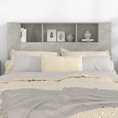 Vidaxl Čelo postele s policami, betónová sivá, 140x18,5x104,5 cm