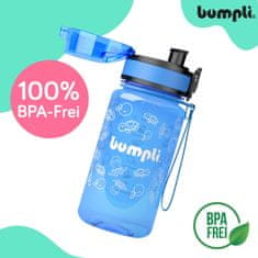 Bumpli Detské Fľaše na Vodu 350 ml s Viečkom a Slamkou, Nepriepustná, bez BPA (modrá) | BLUEBOT