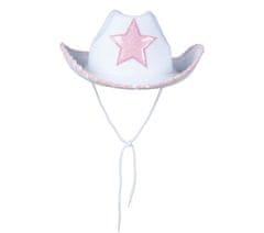 Guirca Dámsky kovbojský klobúk bielo-ružový s hviezdou
