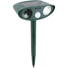 HOME & MARKER® Solárny ultrazvukový odpudzovač zvierat so senzorom pohybu (1 ks, tmavo-zelený plast) | SONICFIELD
