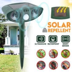 HOME & MARKER® Solárny ultrazvukový odpudzovač zvierat so senzorom pohybu (1 ks, tmavo-zelený plast) | SONICFIELD