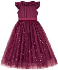 EXCELLENT Dievčenské spoločenské šaty s hviezdičkami veľkosť 146 - bordová