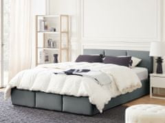 Beliani Zamatová posteľ s úložným priestorom 140 x 200 cm tmavosivá BOUSSE