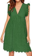 VIVVA® Dámske pohodlné priedušné štýlové letné šaty s výstrihom do V – zelená, L/XL | BELLACHIC