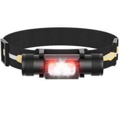 Glowfox Nabíjateľná LED čelovka Headpro, 3400 mAh, červené svetlo