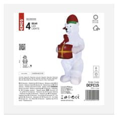 EMOS LED ľadový medveď s vianočným darčekom, nafukovací, 240 cm, vonk./vnút., studená biela