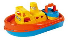 Androni Loď so sirénou a malým člnom - dĺžka 39 cm, červená paluba