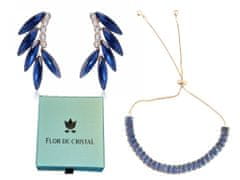 Flor de Cristal Súprava náušnice Ines modrá a náramok Eliana modrá