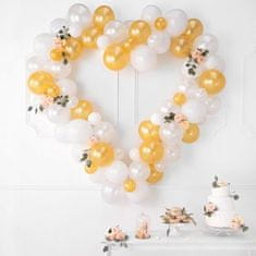 PartyDeco Balónová girlanda v tvare Srdca, bielo-zlaté 160cm