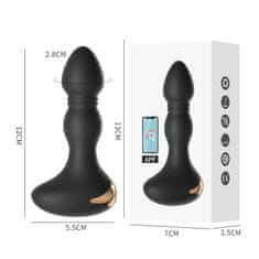 Vibrabate Vibračný tvarovaný análny kolík ovládaný aplikáciou, pre ženy a mužov