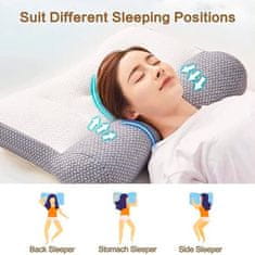 Netscroll Vrcholný ergonomický anatomický vankúš pre pohodlný a kvalitný spánok, ergonomický vankúš, ktorý poskytuje optimálnu podporu krku a chrbta pre všetky spacie polohy, ErgonomicPillow