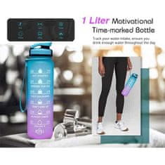 Zostaňte Hydratovaní a Motivovaní: 1L Inšpiratívna Fľaša na Vodu s Časovými Značkami a Povzbudzujúcimi Frázami - Váš Denný Partner pre Hydratáciu! (1000 ml), MotivationalBottle