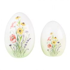 Clayre & Eef Dekoratívne terakotové vajíčko zdobené kvetinami Veľkosť: Veľké