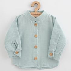 NEW BABY Dojčenská mušelínová košeľa Soft dress mätová 56 (0-3m)