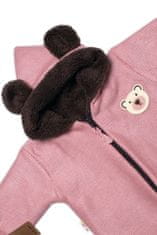 Baby Nellys Oteplená pletená kombinéza s rukavičkama Teddy Bear, Baby Nellys, dvouvrstvá,růžová,vel.62 - 62 (2-3m)