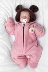 Baby Nellys Oteplená pletená kombinéza s rukavičkama Teddy Bear, Baby Nellys, dvouvrstvá,růžová,vel.62 - 62 (2-3m)