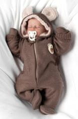 Baby Nellys Oteplená pletená kombinéza s rukavičkama Teddy Bear, Baby Nellys, dvouvrstvá, hnědá,vel.62