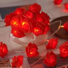 HOME & MARKER® Dekoračný svetelný LED reťazec s ružami (2 m) – bielo-červený | LUMEROSE