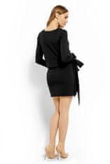 Be MaaMaa Elegantní těhotenské šaty, tunika s výšivkou a stuhou - černé, XXL (kojící) - XXL (44)