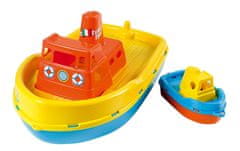 Androni Loď so sirénou a malým člnom - dĺžka 39 cm, žltá paluba