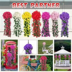 Umelo kvetinové visiace kvety, umelé visiace kvety s prírodným vzhľadom na vonkajšie alebo vnútorné použitie, na terasu, záhradu, balkón, svadby, oslavy, chodbu, 80cm, ružovej farby, HangingFlowers
