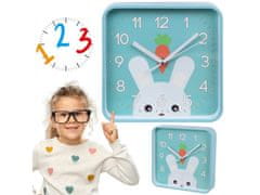sarcia.eu Králičí stenné hodiny, analógové, štvorcové hodiny pre deti 20,2x20,2 cm 