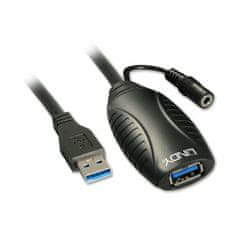 Lindy Kábel USB 3.0 A-A M/F 10m, Super Speed, čierny, AKTÍVNY