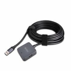 Lindy Kábel USB 3.0 A-A M/F 10m, Super Speed, AKTÍVNY 4port HUB s adapt.