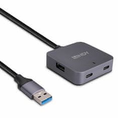 Lindy Kábel USB 3.0 A-A M/F 10m, Super Speed, AKTÍVNY 4port HUB s adapt.