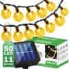 Solárne záhradné svietidlo LED světelný řetěz 11,8m Girlanda GALLA 2 s 50x LED ozdobnými guličkami 3000K Teplá biela