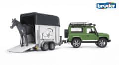 BRUDER Land Rover s prívesom pre prepravu koní vrátane 1 koňa 1.16