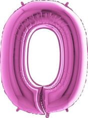 Nafukovací balónik číslo 0 ružový 102 cm extra veľký