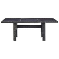 Vidaxl Záhradný jedálenský stôl, čierny 200x100x74cm, sklo a polyratan