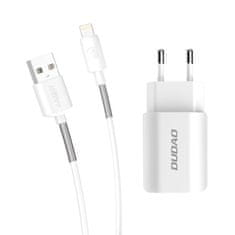 DUDAO A2EU Home Travel nabíjačka 2x USB 2.4A + Lightning kábel, biela