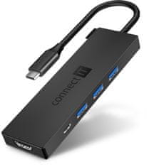 Connect IT USB-C hub, 5v1 (USB-C, 3×USB-A, HDMI), externý CHU-8010-AN, antracitový