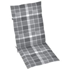 Vidaxl Podložky na záhradné stoličky 6 ks sivý kockovaný vzor 120x50x4 cm