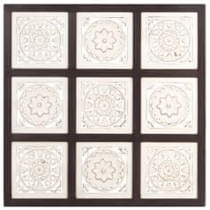 Vidaxl Ručne vyrezávaný nástenný panel, MDF, 60x60x1,5 cm, hnedá a biela