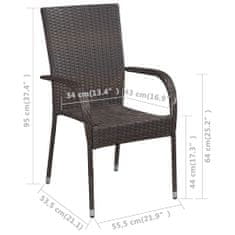 Petromila vidaXL Stohovateľné vonkajšie stoličky 4 ks polyratan hnedé