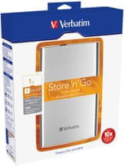VERBATIM Store 'n' Go, USB 3.0 - 1TB (53071), strieborný
