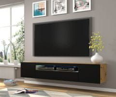 Homlando TV skrinka AURA 200 cm univerzálna, závesná alebo stojaca dub artisan / čierny mat