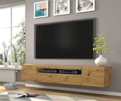 Homlando TV skrinka AURA 200 cm univerzálna, závesná alebo stojaca s LED osvetlením dub artisan 