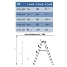 ELKOP Obojstranný schodíkový rebrík DHR 1405, 5+5 stupňov, 5 + 5 stupňov
