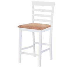 Vidaxl Biely drevený barový stôl a 4 barové stoličky