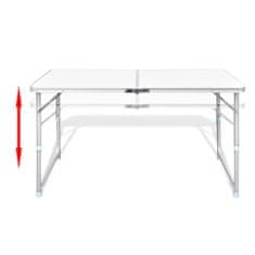 Vidaxl Skladací výškovo nastaviteľný kempingový stôl, 120 x 60 cm, hliníkový