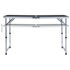 Vidaxl Skladací kempingový stôl sivý 120x60 cm hliníkový